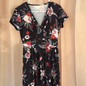 Floral Faux Wrap Dress